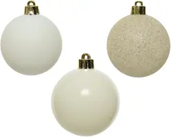 Decoris kunststof kerstbal 6cm wolwit 10 stuks - afbeelding 2