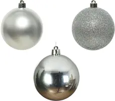 Decoris kunststof kerstbal 6cm zilver 10 stuks - afbeelding 2