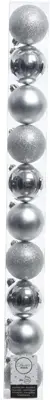 Decoris kunststof kerstbal 6cm zilver 10 stuks - afbeelding 1