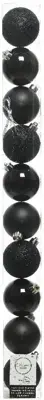 Decoris kunststof kerstbal 6cm zwart 10 stuks - afbeelding 1