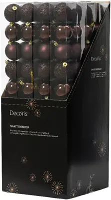 Decoris kunststof kerstbal 6cm zwarte truffel 10 stuks - afbeelding 3