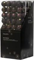 Decoris kunststof kerstbal 6cm zwarte truffel 10 stuks - afbeelding 3