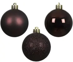 Decoris kunststof kerstbal 6cm zwarte truffel 10 stuks - afbeelding 2