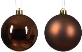 Decoris kunststof kerstbal 8cm espresso 6 stuks - afbeelding 2