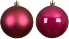 Decoris kunststof kerstbal 8cm festive roze 6 stuks - afbeelding 2
