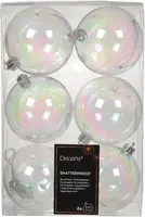 Decoris kunststof kerstbal 8cm iris 6 stuks