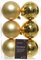 Decoris kunststof kerstbal 8cm licht goud 6 stuks