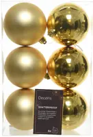 Decoris kunststof kerstbal 8cm licht goud 6 stuks - afbeelding 1