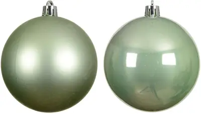 Decoris kunststof kerstbal 8cm matcha groen 6 stuks - afbeelding 2