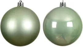 Decoris kunststof kerstbal 8cm matcha groen 6 stuks - afbeelding 2