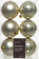 Decoris kunststof kerstbal 8cm parel 6 stuks