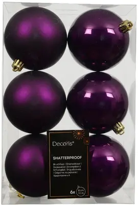 Decoris kunststof kerstbal 8cm vijg 6 stuks - afbeelding 1