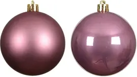 Decoris kunststof kerstbal 8cm vintage roze 6 stuks - afbeelding 2