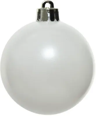 Decoris kunststof kerstbal 8cm winterwit 6 stuks - afbeelding 2