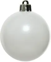Decoris kunststof kerstbal 8cm winterwit 6 stuks - afbeelding 2