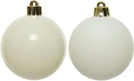 Decoris kunststof kerstbal 8cm wolwit 6 stuks - afbeelding 2