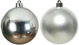 Decoris kunststof kerstbal 8cm zilver 6 stuks - afbeelding 2