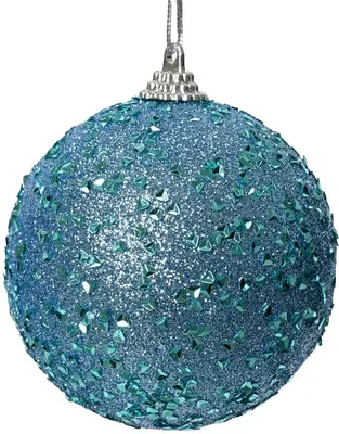 Decoris kunststof kerstbal diamant 8cm suiker blauw