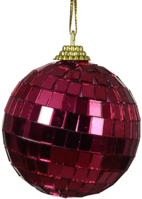 Decoris kunststof kerstbal discobal 6cm granaatappel - afbeelding 1
