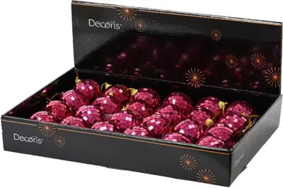 Decoris kunststof kerstbal discobal 6cm granaatappel - afbeelding 2