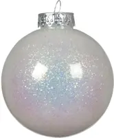 Decoris kunststof kerstbal glitter 8cm iris - afbeelding 1