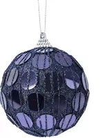 Decoris kunststof kerstbal glitter cirkel 8cm nachtblauw kopen?