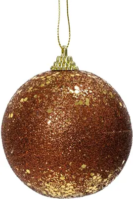 Decoris kunststof kerstbal glitter en paillette 8cm espresso