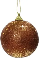 Decoris kunststof kerstbal glitter en paillette 8cm espresso kopen?
