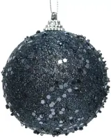 Decoris kunststof kerstbal glitter en paillette 8cm nachtblauw kopen?