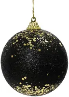 Decoris kunststof kerstbal glitter en paillette 8cm zwart kopen?