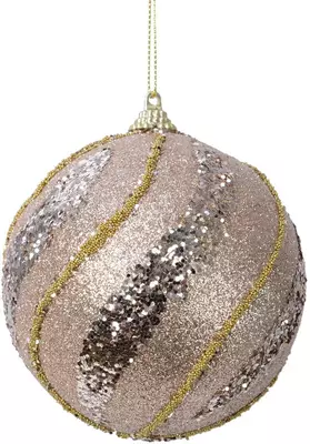 Decoris kunststof kerstbal glitter swirl 10cm licht goud