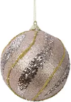 Decoris kunststof kerstbal glitter swirl 10cm licht goud kopen?