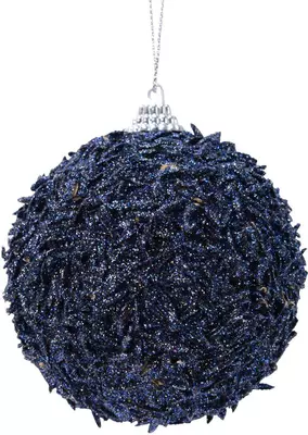 Decoris kunststof kerstbal glitter swirl 8cm nachtblauw