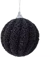 Decoris kunststof kerstbal glitter swirl 8cm zwart kopen?