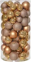 Decoris kunststof kerstbal mix brandy 100 stuks