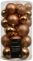 Decoris kunststof kerstbal mix brandy 30 stuks - afbeelding 1