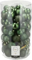 Decoris kunststof kerstbal mix dennengroen 100 stuks