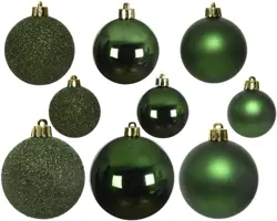 Decoris kunststof kerstbal mix dennengroen 30 stuks - afbeelding 2