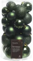 Decoris kunststof kerstbal mix dennengroen 30 stuks - afbeelding 1