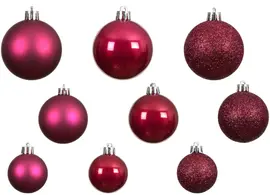 Decoris kunststof kerstbal mix festive roze 30 stuks - afbeelding 2