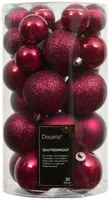 Decoris kunststof kerstbal mix festive roze 30 stuks - afbeelding 1