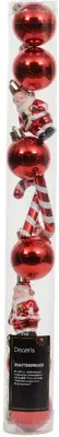 Decoris kunststof kerstbal mix figuren kerstrood 10 stuks - afbeelding 1