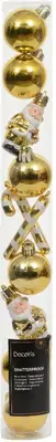 Decoris kunststof kerstbal mix figuren licht goud 10 stuks - afbeelding 1