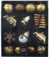Decoris kunststof kerstbal mix figuren multi 25 stuks - afbeelding 1