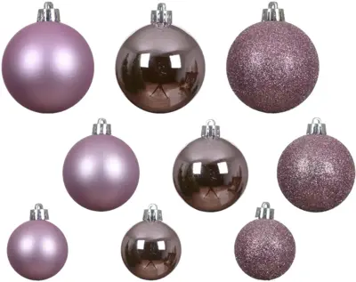 Decoris kunststof kerstbal mix fris lila 30 stuks - afbeelding 2
