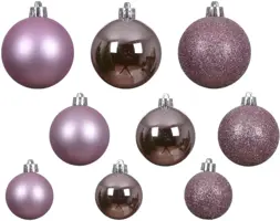 Decoris kunststof kerstbal mix fris lila 30 stuks - afbeelding 2