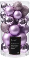 Decoris kunststof kerstbal mix fris lila 30 stuks - afbeelding 1