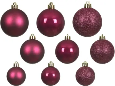 Decoris kunststof kerstbal mix granaatappel 30 stuks - afbeelding 2