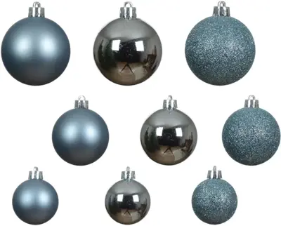 Decoris kunststof kerstbal mix ijsblauw 30 stuks - afbeelding 2