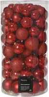 Decoris kunststof kerstbal mix kerstrood 100 stuks - afbeelding 1